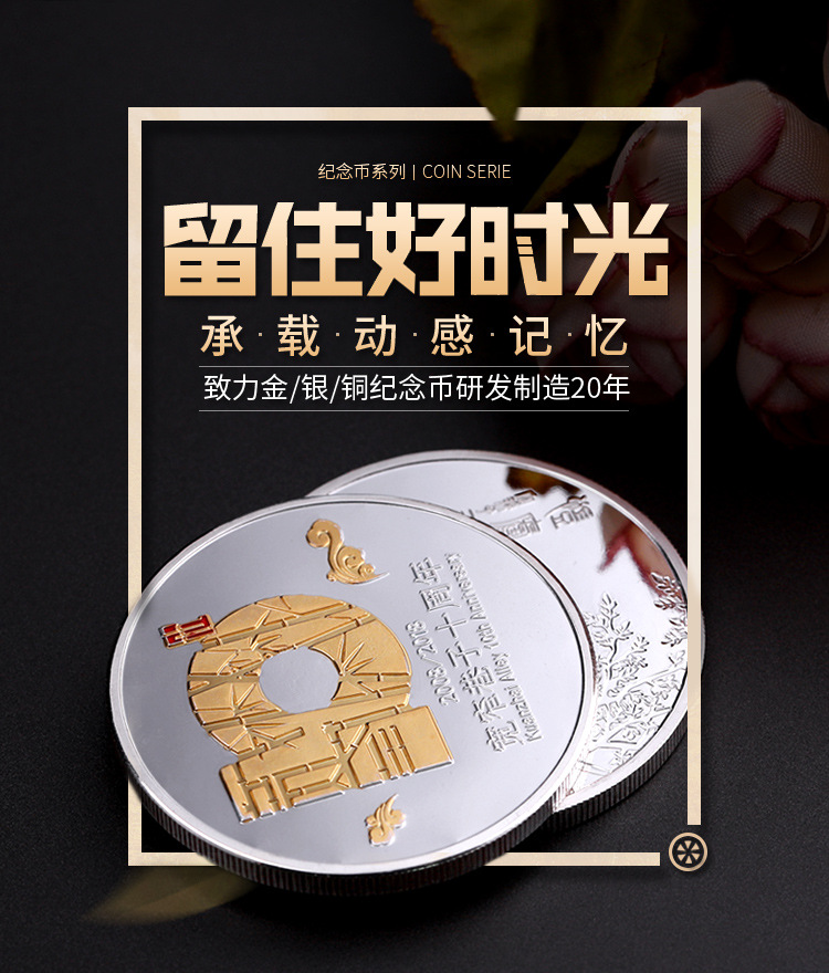 Gold and Silver Coins Commemorative Coin Customized Bottom Matte Bright Gold Plated Commemorative Coin Festival souvenir