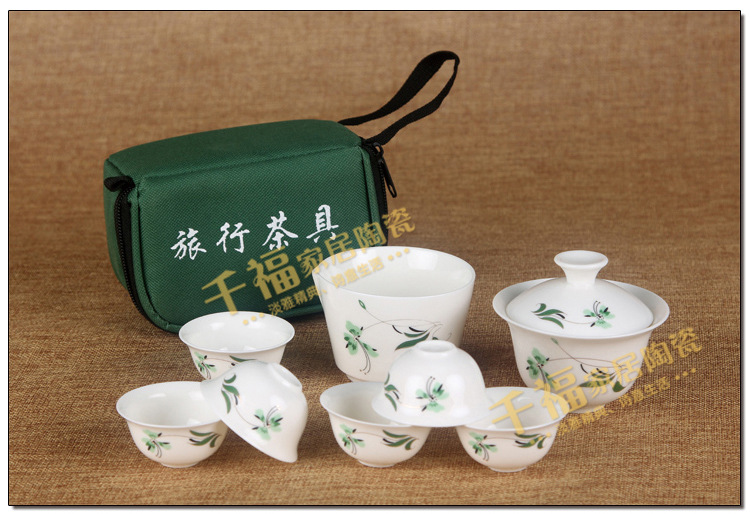 Jade Porcelain High White Kung Fu Tea Set Mid-Autumn Festival Gift Set Portable Travel Tea Set Printable Logo Jade Porcelain High White Kung Fu Tea Set Mid-Autumn Festival Gift Set Portable Travel Tea Set Printable Logo
