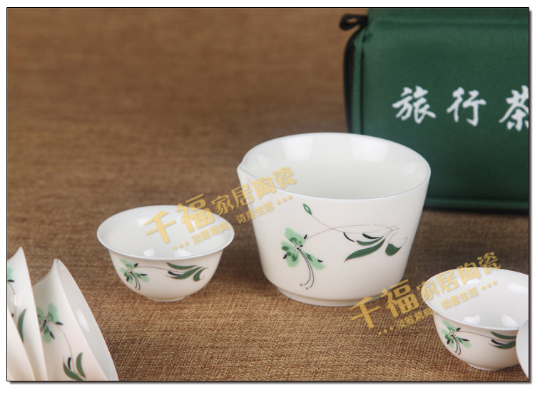 Jade Porcelain High White Kung Fu Tea Set Mid-Autumn Festival Gift Set Portable Travel Tea Set Printable Logo Jade Porcelain High White Kung Fu Tea Set Mid-Autumn Festival Gift Set Portable Travel Tea Set Printable Logo