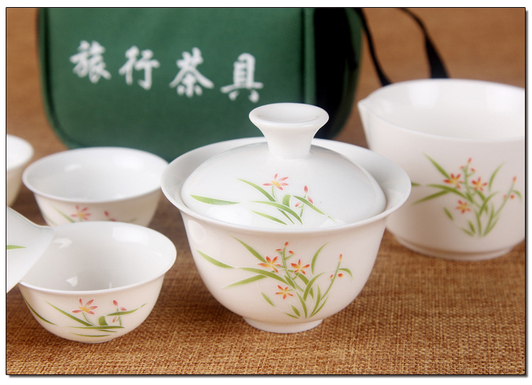 Jade Porcelain High White Kung Fu Tea Set Mid-Autumn Festival Gift Set Portable Travel Tea Set Printable Logo Jade Porcelain High White Kung Fu Tea Set Mid-Autumn Festival Gift Set Portable Travel Tea Set Printable Logo