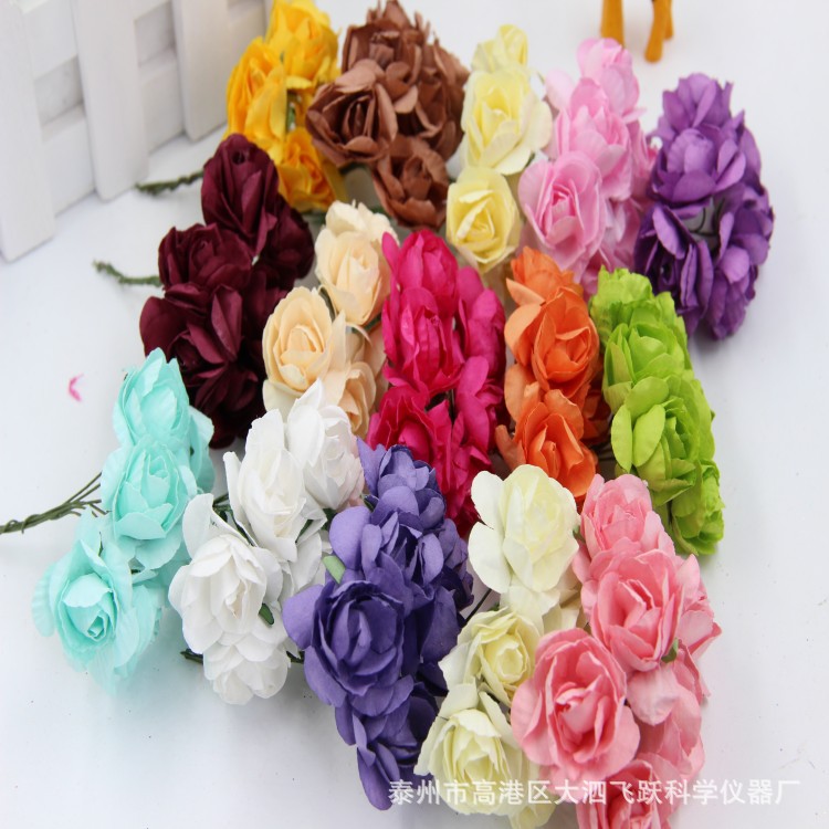 2. 5cm Azalea Peony Rose Handmade Simulation Paper Flower DIY Wedding Candies Box Garland Accessories Paper Flower Bouquet