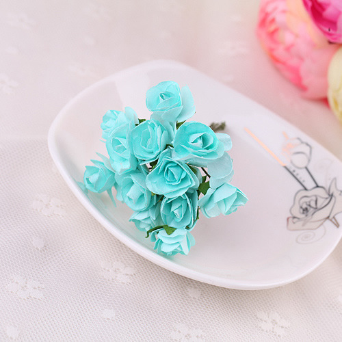 Paper Flower Plum Blossom Medium Rose Small Flower Simulation with Yarn Wedding Candies Box Accessories DIY Garland Material