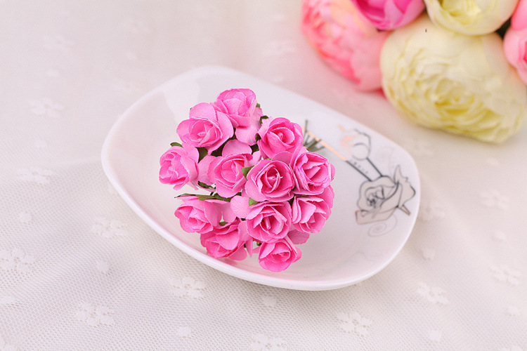 Paper Flower Plum Blossom Medium Rose Small Flower Simulation with Yarn Wedding Candies Box Accessories DIY Garland Material