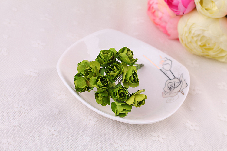 Paper Flower Plum Blossom Medium Rose Small Flower Simulation with Yarn Wedding Candies Box Accessories DIY Garland Material