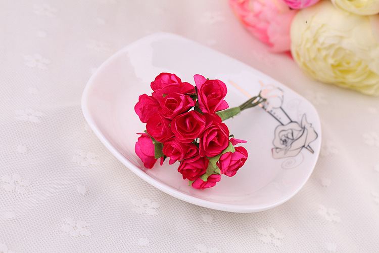 Paper Flower Plum Blossom Medium Rose Small Flower Simulation with Yarn Wedding Candies Box Accessories DIY Garland Material