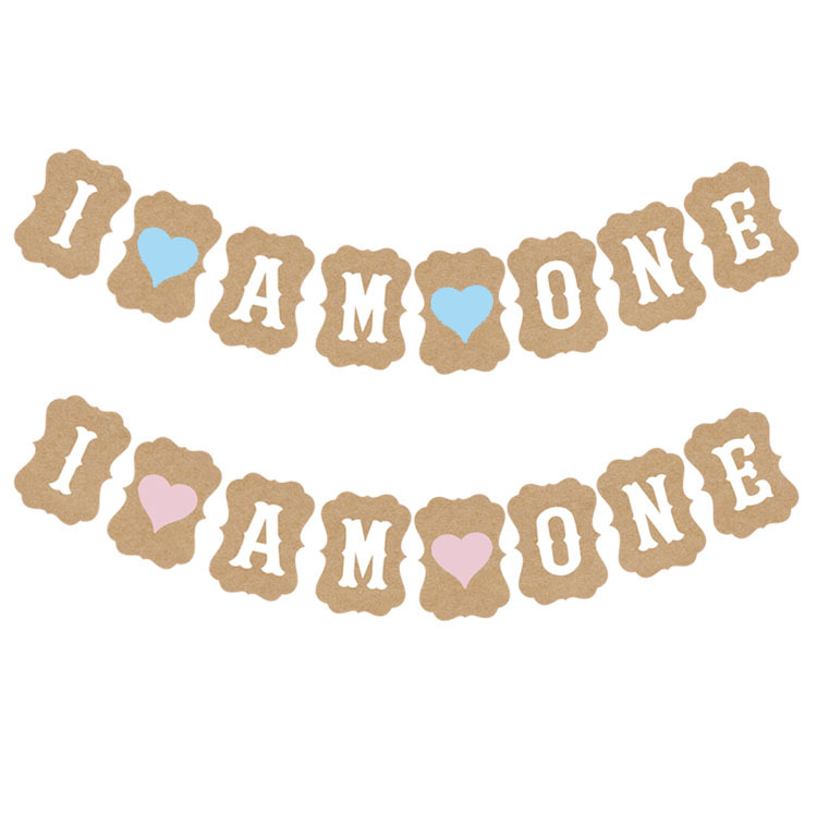 Factory Direct Sales Baby 1 Birthday Party Decoration Garland I Am One Kraft Paper Hanging Flag Shooting Props Factory Direct Sales Baby 1 Birthday Party Decoration Garland I Am One Kraft Paper Hanging Flag Shooting Props