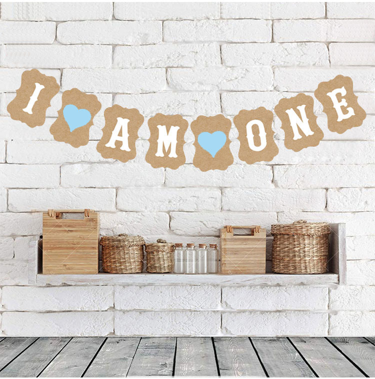 Factory Direct Sales Baby 1 Birthday Party Decoration Garland I Am One Kraft Paper Hanging Flag Shooting Props Factory Direct Sales Baby 1 Birthday Party Decoration Garland I Am One Kraft Paper Hanging Flag Shooting Props