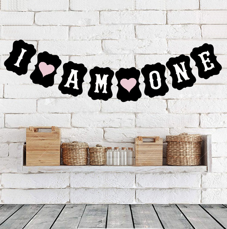 Factory Direct Sales Baby 1 Birthday Party Decoration Garland I Am One Kraft Paper Hanging Flag Shooting Props Factory Direct Sales Baby 1 Birthday Party Decoration Garland I Am One Kraft Paper Hanging Flag Shooting Props