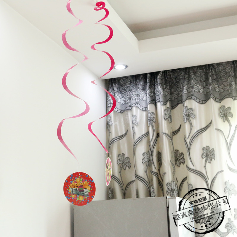 Birthday Party Holiday Decoration Wedding Supplies Creative Garland Colored Ribbon Paper Spiral Hanging Strip