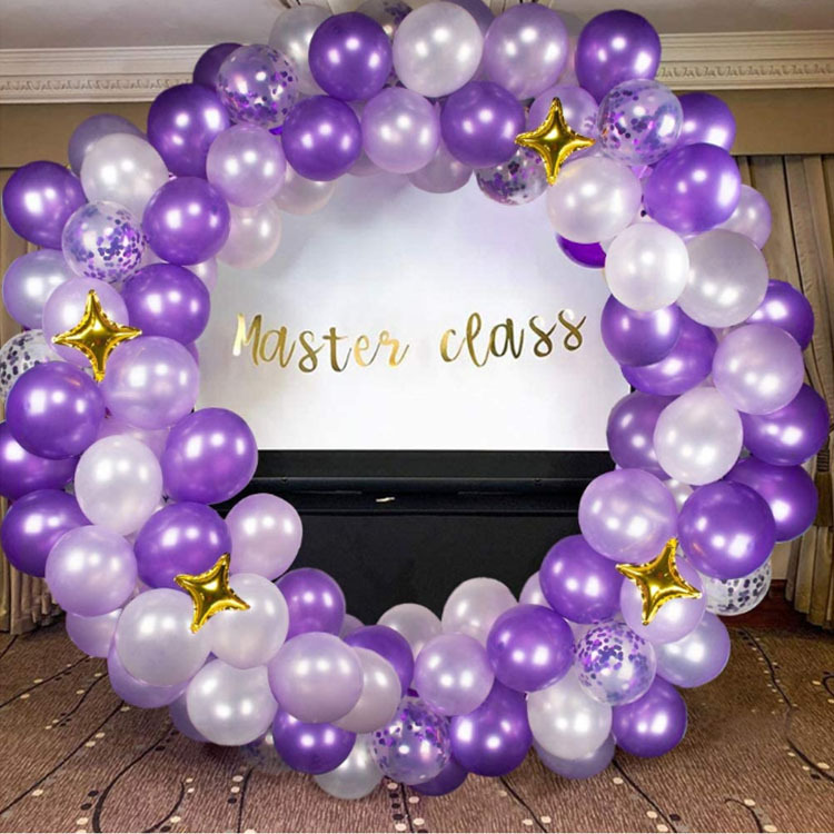 Amazon Hot Sale Purple Balloon Garland Purple Suit Colorful Paper Scrap Balloon Wedding Birthday Party Decoration