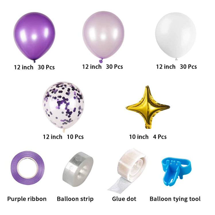 Amazon Hot Sale Purple Balloon Garland Purple Suit Colorful Paper Scrap Balloon Wedding Birthday Party Decoration