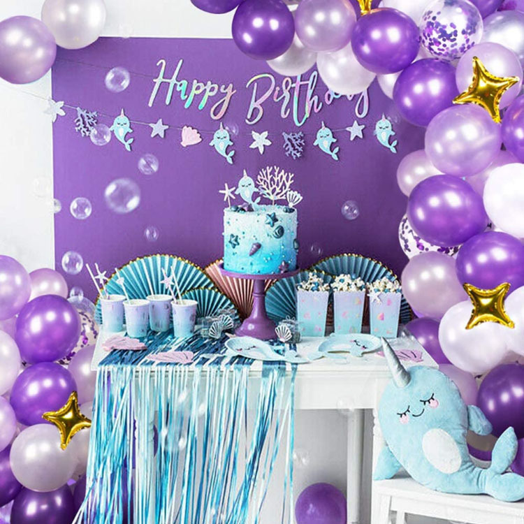 Amazon Hot Sale Purple Balloon Garland Purple Suit Colorful Paper Scrap Balloon Wedding Birthday Party Decoration