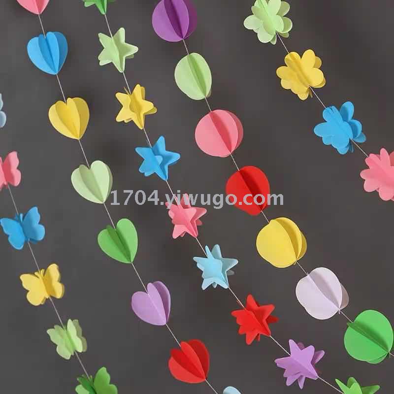 Three-Dimensional Paper Flower Wedding Ceremony Wedding Room Baby Birthday Party Banquet Decoration Colored Garland