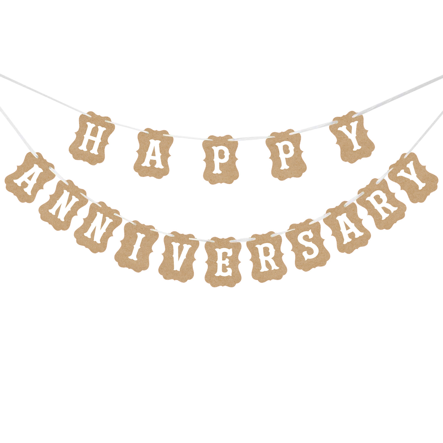 Factory Direct Sales Wedding Anniversary Party Decoration Garland Happy Anniversary Kraft Paper Hanging Flag