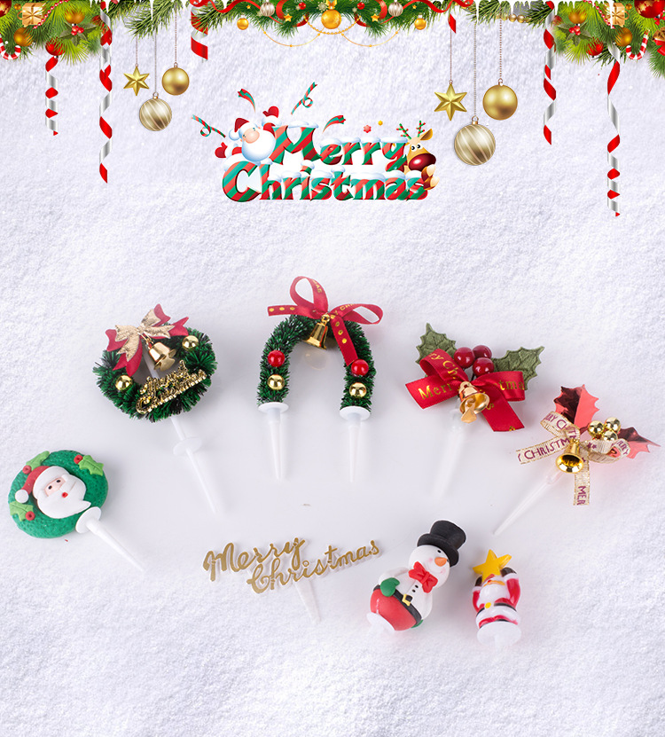 Christmas Tree Old Man Garland Pine Cone Bell Muffin Paper Cup Tree Root Cream Cake Decoration Card Insert Decoration
