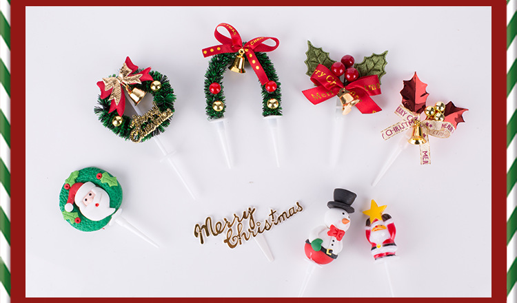 Christmas Tree Old Man Garland Pine Cone Bell Muffin Paper Cup Tree Root Cream Cake Decoration Card Insert Decoration
