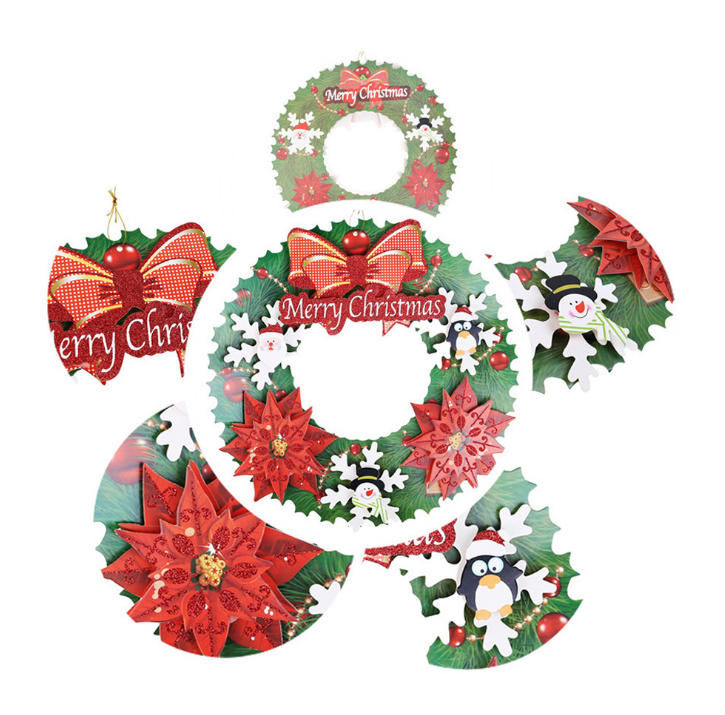 New 2021 Christmas Snowman Flower Elderly Bell Three-Dimensional Sprinkling Powder Paper Garland 3D Garland Pendant