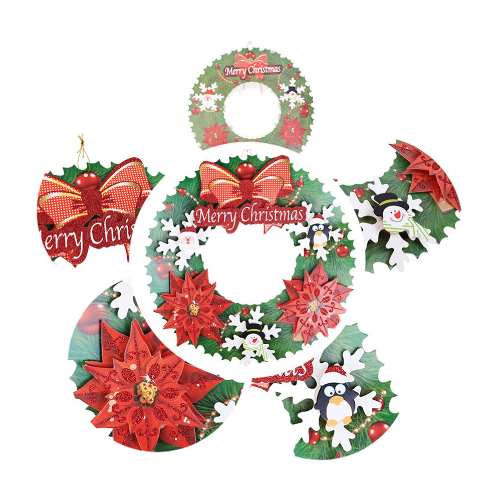 New 2021 Christmas Snowman Flower Elderly Bell Three-Dimensional Sprinkling Powder Paper Garland 3D Garland Pendant