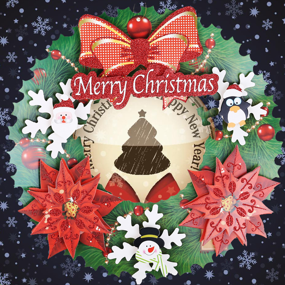 New 2021 Christmas Snowman Flower Elderly Bell Three-Dimensional Sprinkling Powder Paper Garland 3D Garland Pendant