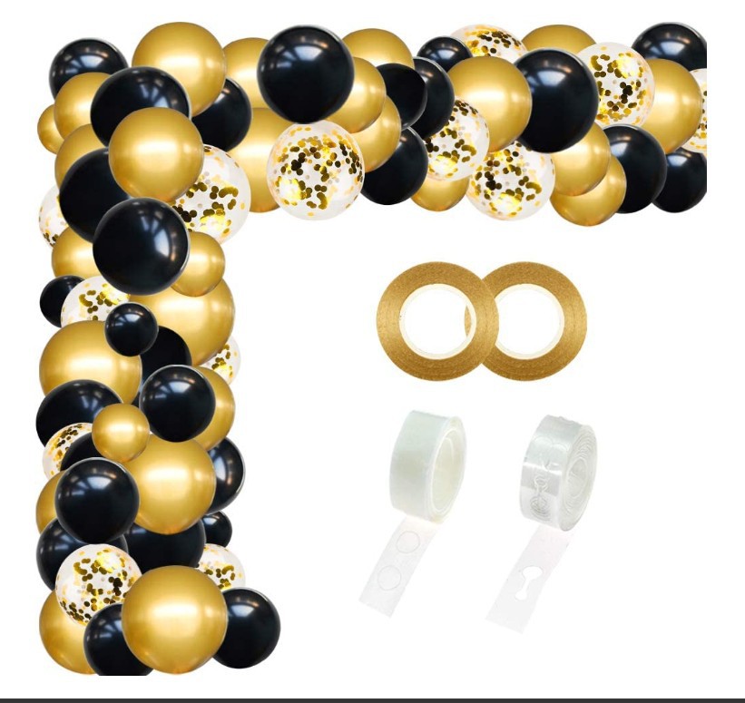 Black Gold Colorful Paper Scrap Balloon Arch Garland Set Party Balloon Birthday Wedding Shower Graduation Decoration