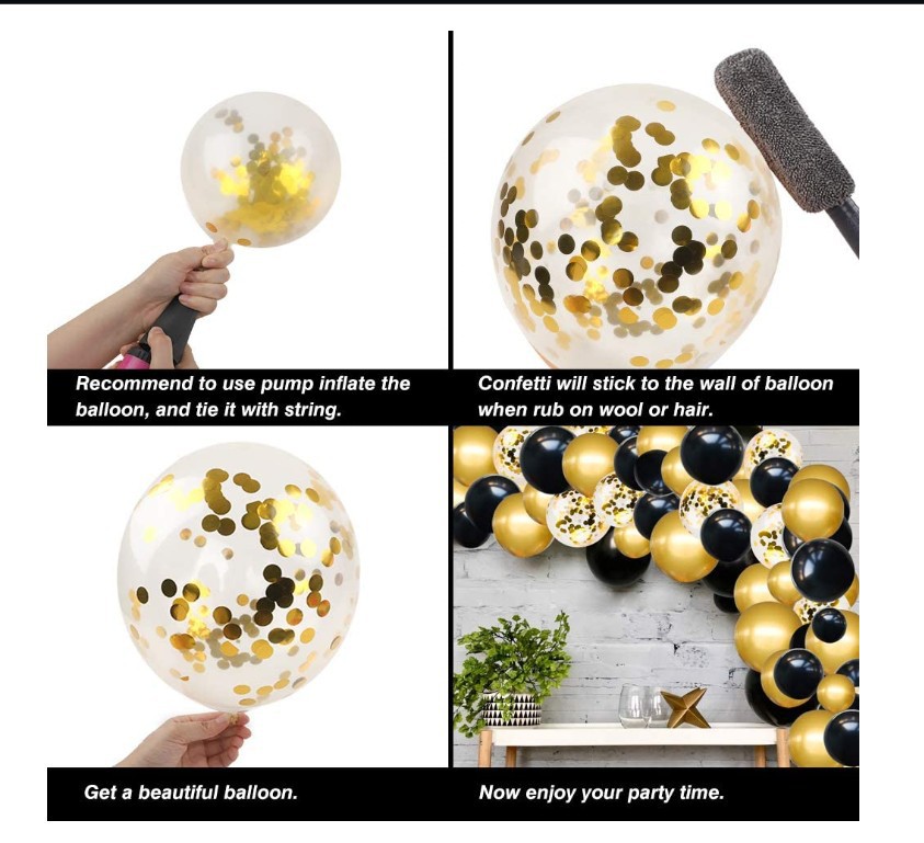 Black Gold Colorful Paper Scrap Balloon Arch Garland Set Party Balloon Birthday Wedding Shower Graduation Decoration