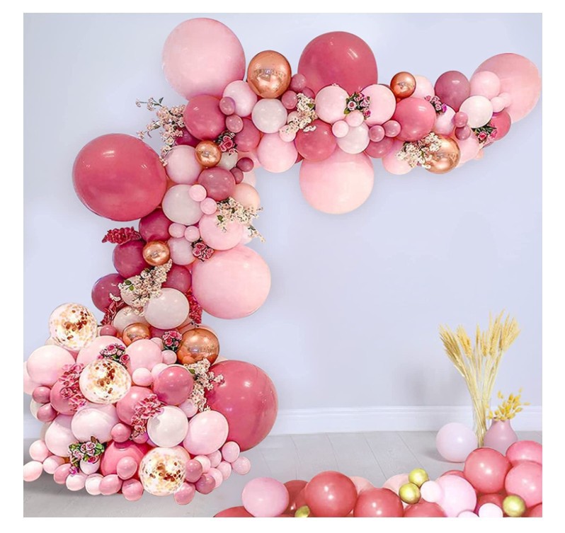Vintage Pink Balloon Garland Set Wedding Girl Birthday Golden Colorful Paper Scrap Balloon Welcome Kidspal Pairs Decoration