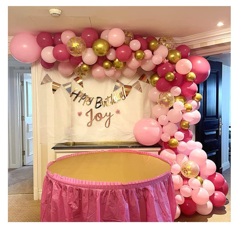 Vintage Pink Balloon Garland Set Wedding Girl Birthday Golden Colorful Paper Scrap Balloon Welcome Kidspal Pairs Decoration