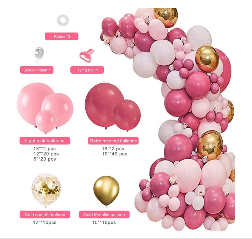 Vintage Pink Balloon Garland Set Wedding Girl Birthday Golden Colorful Paper Scrap Balloon Welcome Kidspal Pairs Decoration Vintage Pink Balloon Garland Set Wedding Girl Birthday Golden Colorful Paper Scrap Balloon Welcome Kidspal Pairs Decoration