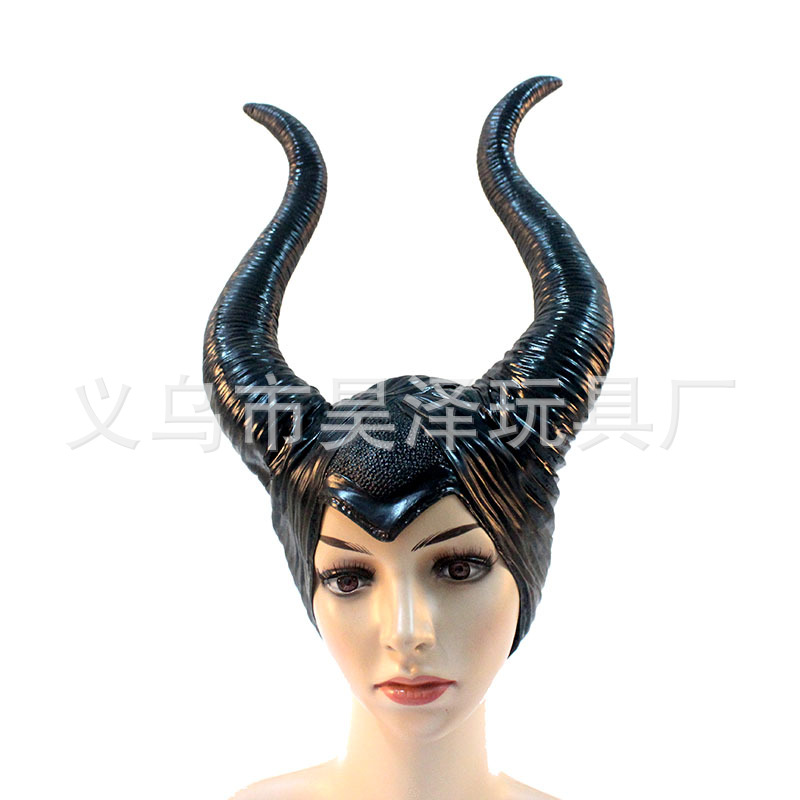 Halloween Devil Hair Cover Sleeping Spell Headdress Vinyl Sleeping Beauty Witch Black Horn Headgear Props Mask Halloween Devil Hair Cover Sleeping Spell Headdress Vinyl Sleeping Beauty Witch Black Horn Headgear Props Mask