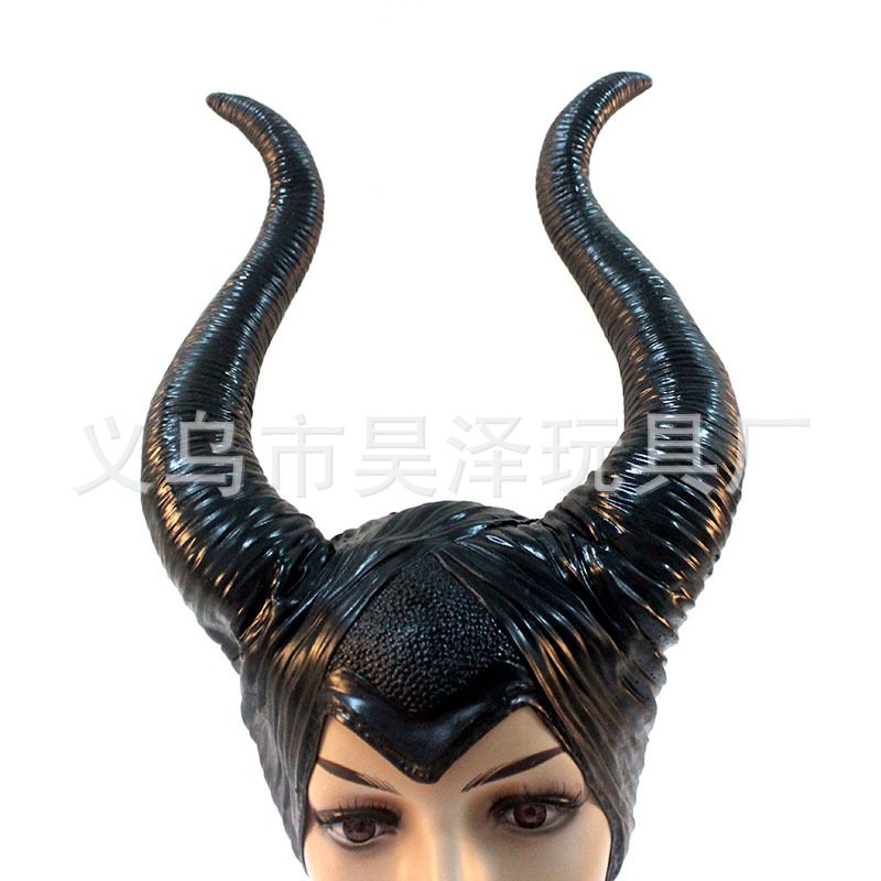 Halloween Devil Hair Cover Sleeping Spell Headdress Vinyl Sleeping Beauty Witch Black Horn Headgear Props Mask Halloween Devil Hair Cover Sleeping Spell Headdress Vinyl Sleeping Beauty Witch Black Horn Headgear Props Mask