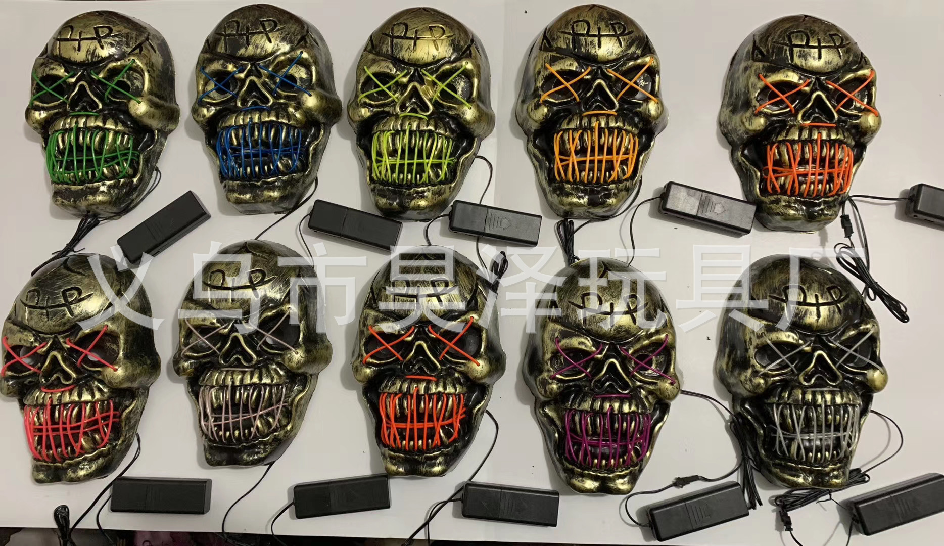 Halloween Luminous Mask Black V-Shaped Bloody Horror Led Cold Light Mask Hip Hop Skull Grimace Fluorescent Clown Halloween Luminous Mask Black V-Shaped Bloody Horror Led Cold Light Mask Hip Hop Skull Grimace Fluorescent Clown