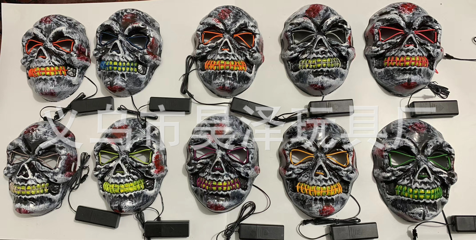 Halloween Luminous Mask Black V-Shaped Bloody Horror Led Cold Light Mask Hip Hop Skull Grimace Fluorescent Clown Halloween Luminous Mask Black V-Shaped Bloody Horror Led Cold Light Mask Hip Hop Skull Grimace Fluorescent Clown