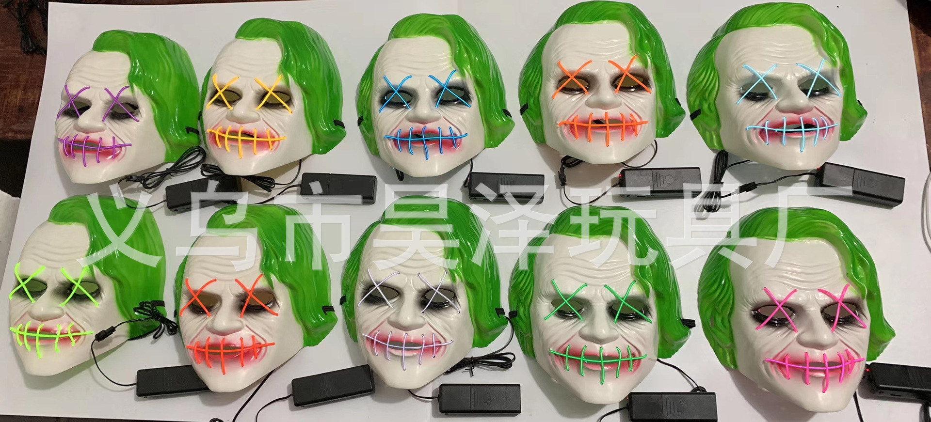 Halloween Luminous Mask Black V-Shaped Bloody Horror Led Cold Light Mask Hip Hop Skull Grimace Fluorescent Clown Halloween Luminous Mask Black V-Shaped Bloody Horror Led Cold Light Mask Hip Hop Skull Grimace Fluorescent Clown