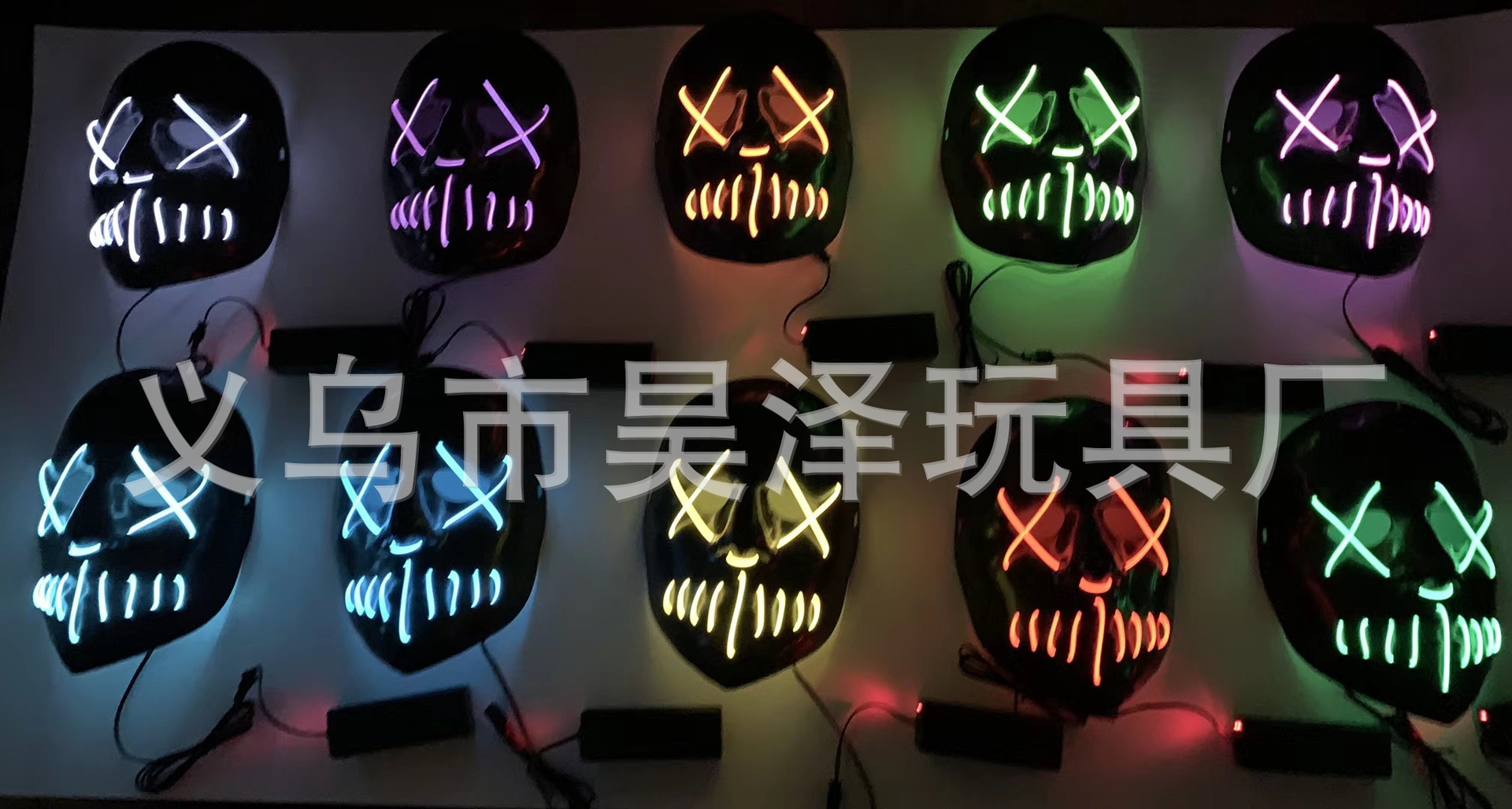 Halloween Luminous Mask Black V-Shaped Bloody Horror Led Cold Light Mask Hip Hop Skull Grimace Fluorescent Clown Halloween Luminous Mask Black V-Shaped Bloody Horror Led Cold Light Mask Hip Hop Skull Grimace Fluorescent Clown