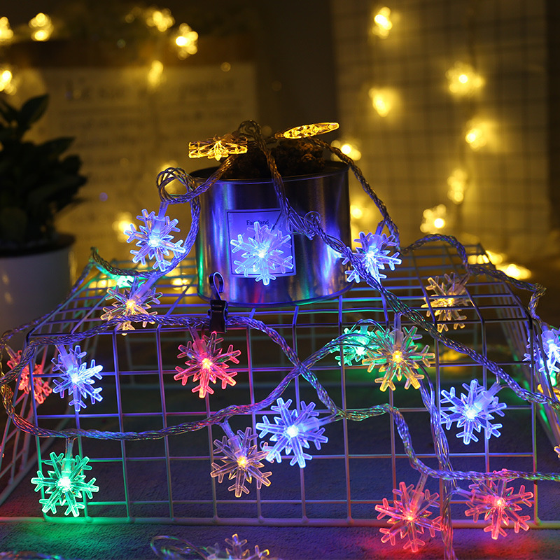 Christmas snowflake fairy string lights LED lights luminous ornaments snowflake decoration craft Christmas lights