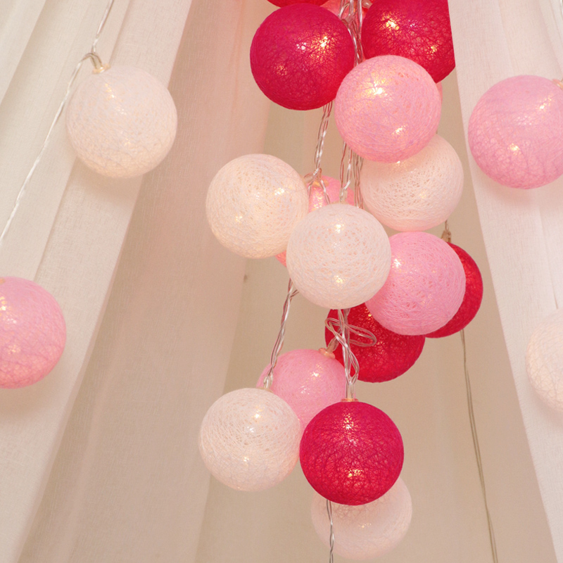 Cotton Ball String Light LED Fairy Lamp Christmas Lights Holiday Lighting Indoor Wedding Decor Cotton Ball String Lights