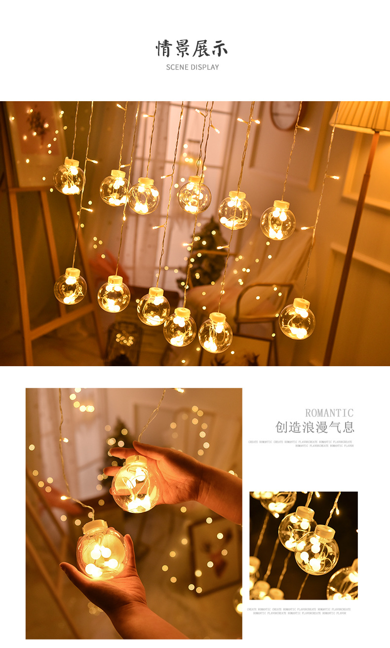 LED Colored Lamp String Wish Orbs Girl Heart Romantic Bedroom Room Layout Decorative Lamp Ball XINGX Christmas Lights
