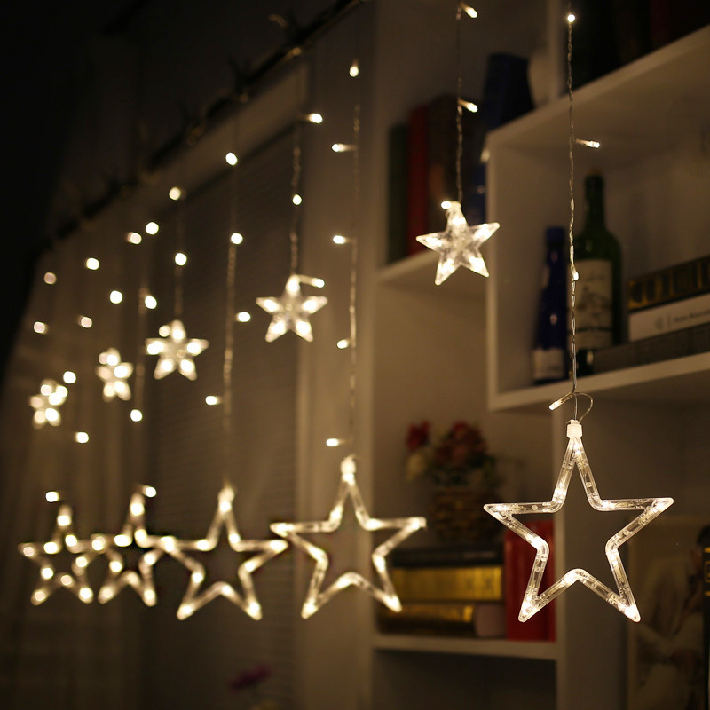 Star Light LED Lighting Chain Ins Christmas Lights Decorative Holiday Light Curtain Light Wedding Neon Color Light European and American Standard 110V