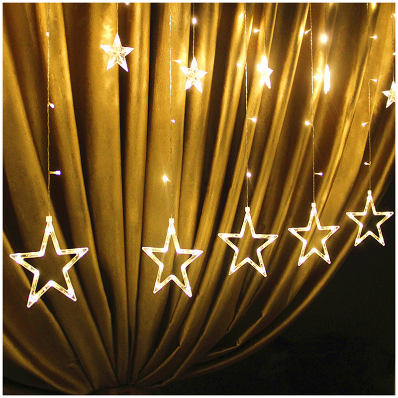 Star Light LED Lighting Chain Ins Christmas Lights Decorative Holiday Light Curtain Light Wedding Neon Color Light European and American Standard 110V
