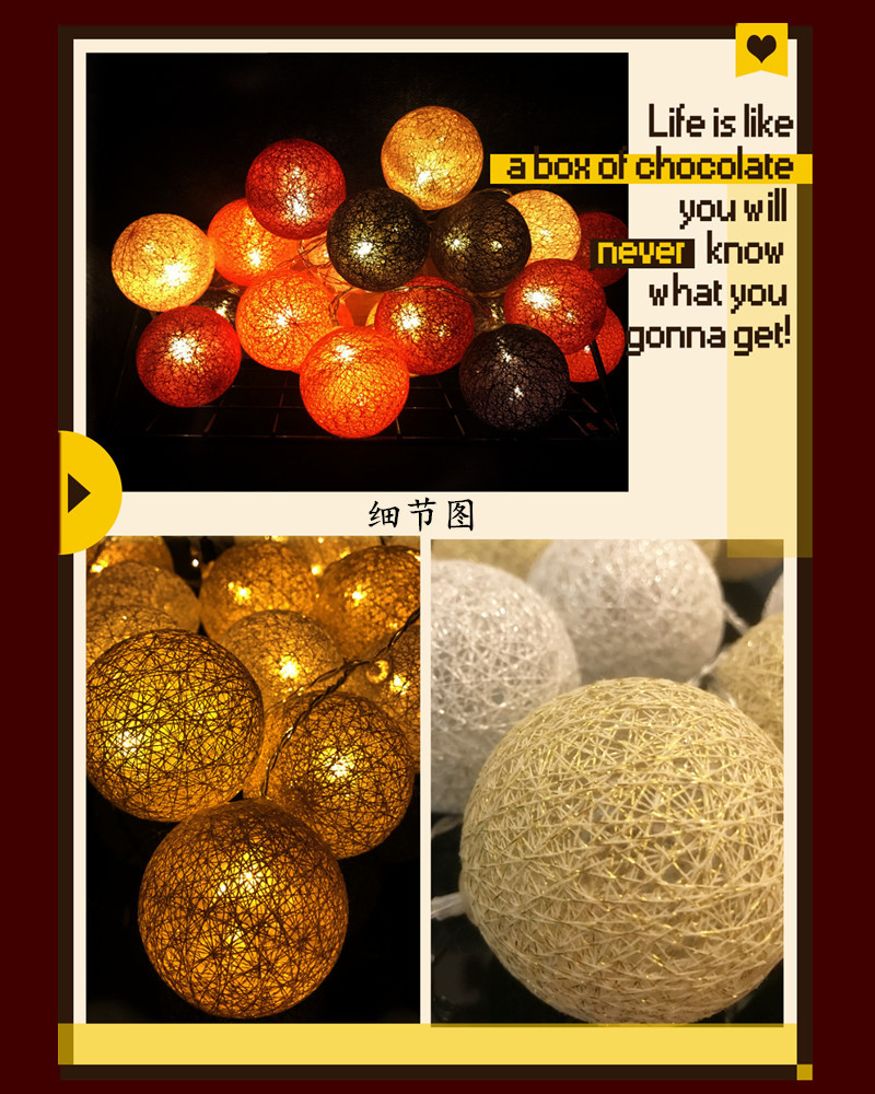 Cross-border hot style LED cotton ball lamp string manufacturers wholesale Christmas lights string hot style ins wind bedroom decoration