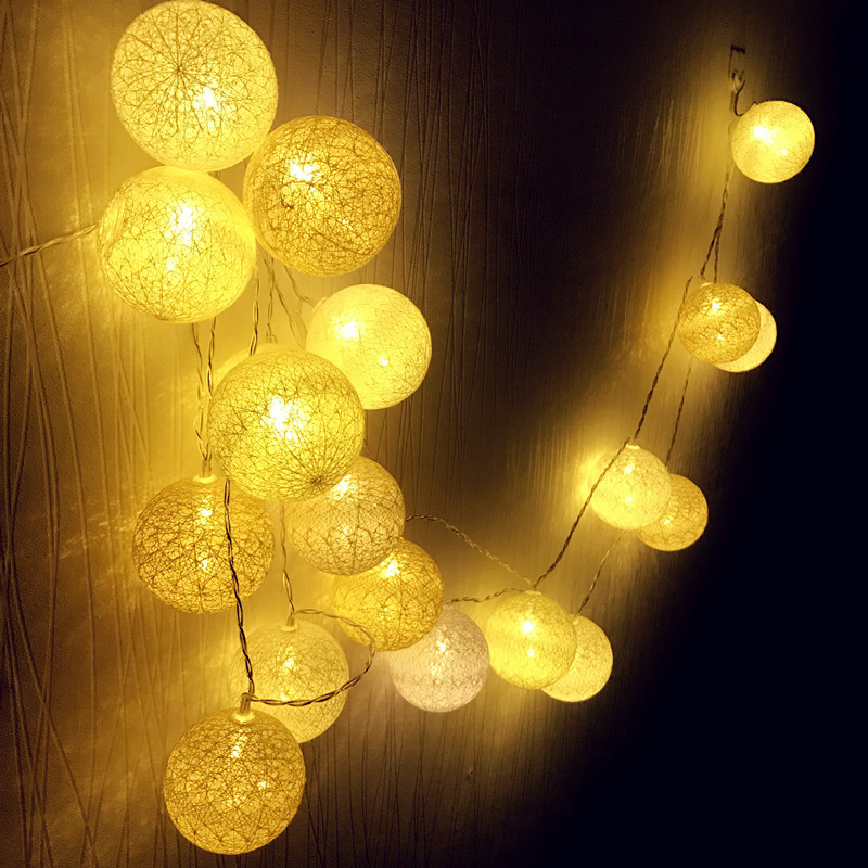 Cross-border hot style LED cotton ball lamp string manufacturers wholesale Christmas lights string hot style ins wind bedroom decoration