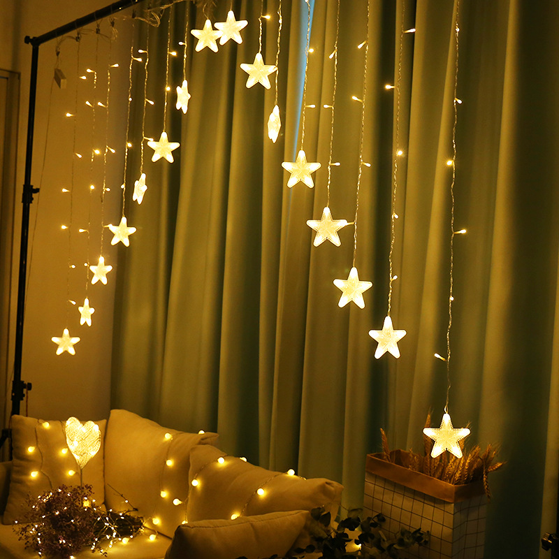 Star Light LED Lighting Chain Ins Christmas Lights Decorative Holiday Light Door Curtain Light Wedding Neon Color Light