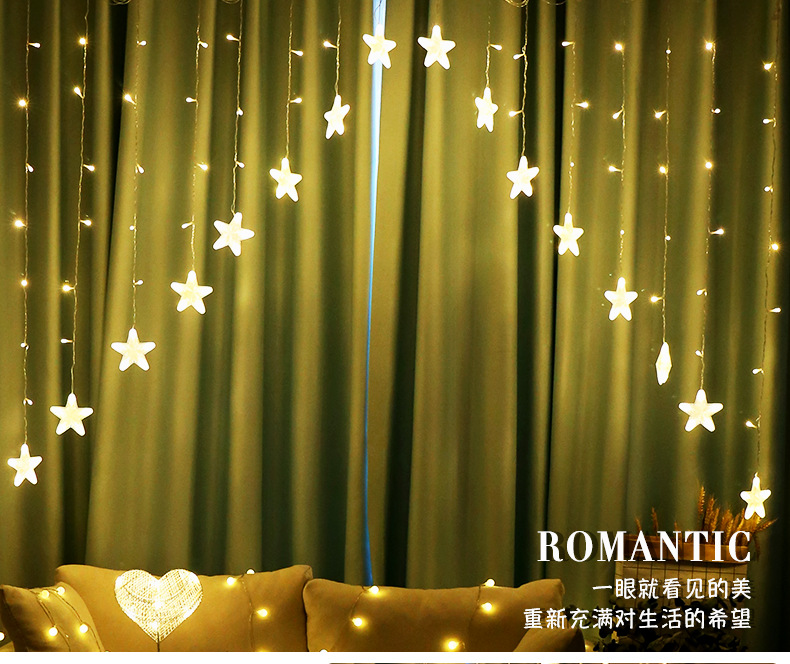 Star Light LED Lighting Chain Ins Christmas Lights Decorative Holiday Light Door Curtain Light Wedding Neon Color Light
