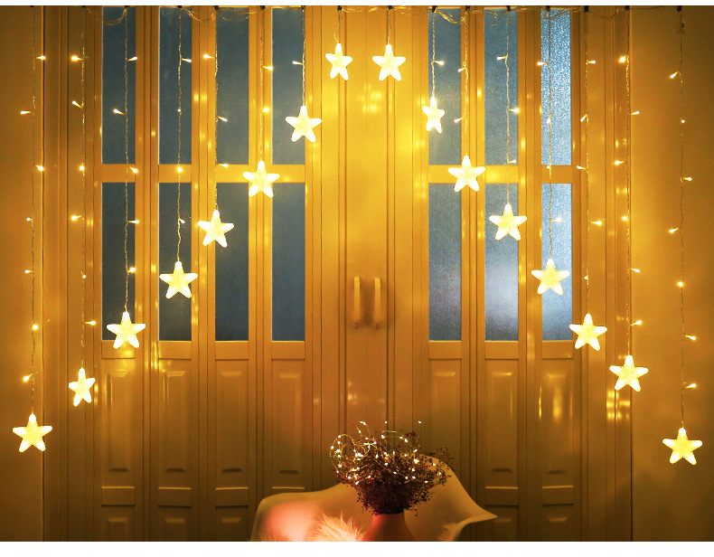 Star Light LED Lighting Chain Ins Christmas Lights Decorative Holiday Light Door Curtain Light Wedding Neon Color Light
