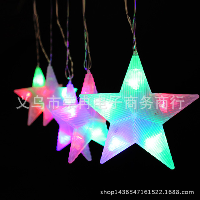 LED Christmas lights 6 hanging pentagonal star lights window decoration star lights