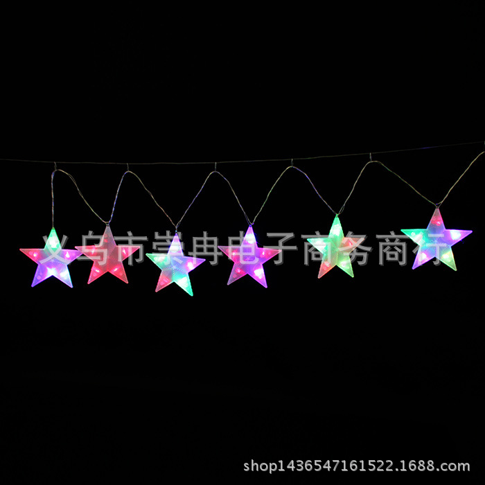 LED Christmas lights 6 hanging pentagonal star lights window decoration star lights