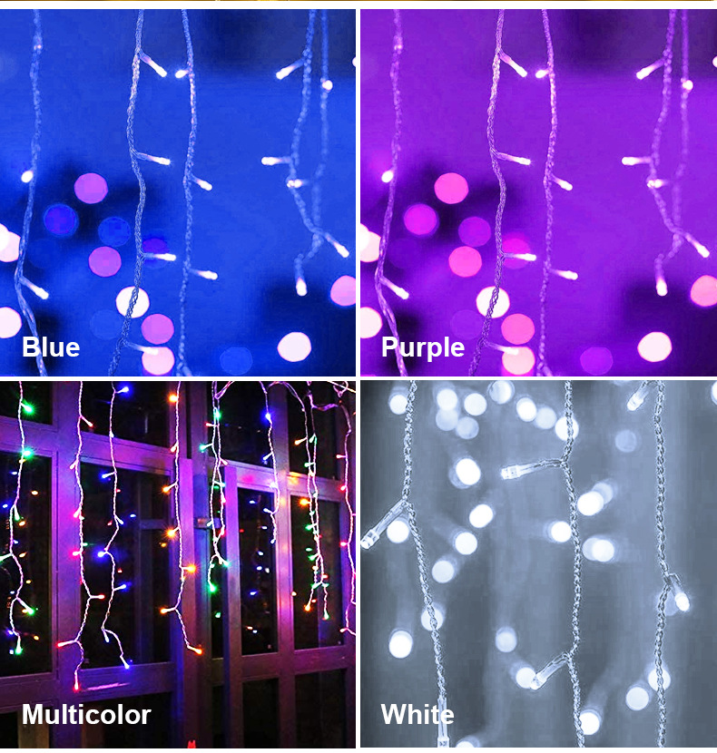 LED Ice Strip Light Lighting Chain 8 Mode Curtain Lights Starry Waterfall Lighting Chain Christmas Lights New Year Festival Star Lights LED Ice Strip Light Lighting Chain 8 Mode Curtain Lights Starry Waterfall Lighting Chain Christmas Lights New Year Festival Star Lights