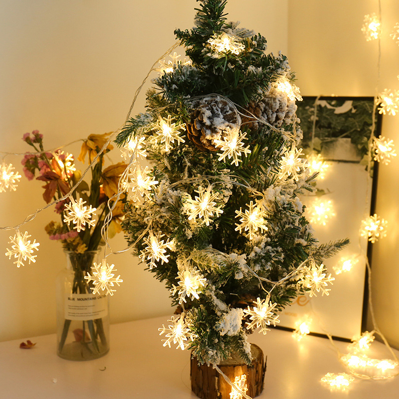 Cross-border wholesale LED Christmas tree snowflake stars small lights festival layout foil atmosphere environmental protection and beautiful