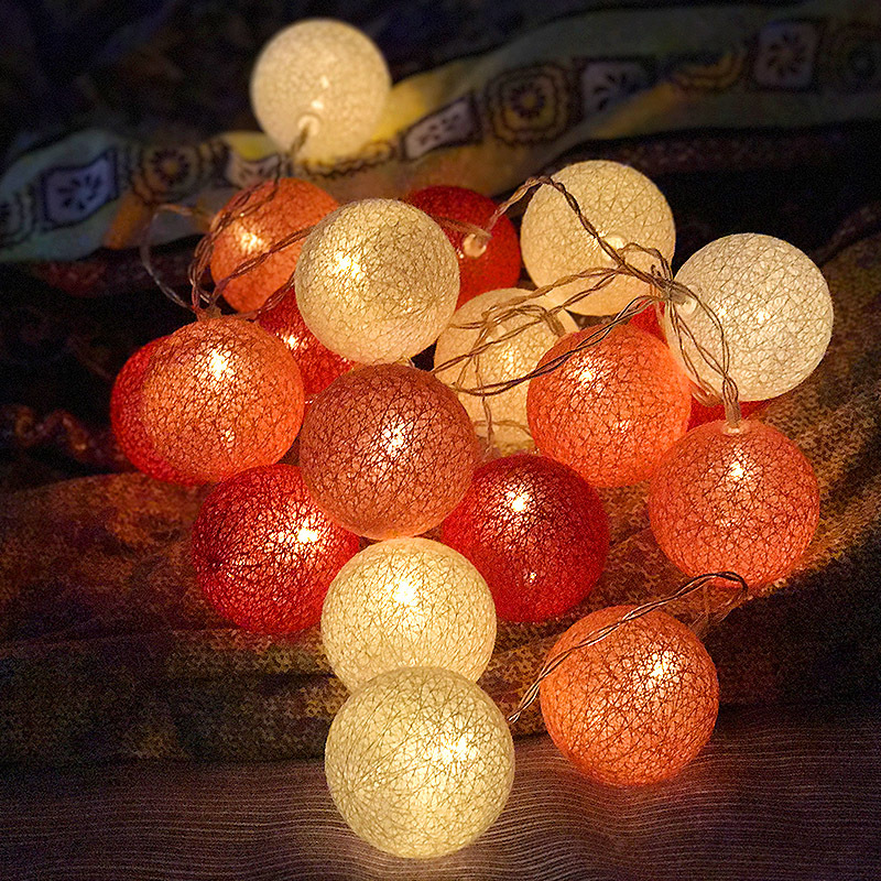 Led Thailand Cotton Ball Lighting Chain Bulb Small Colored Lights Flashing Light String Light Lighting Chain Lamp Bedroom Girl&#039;s Room Decorations Arrangement Lamp