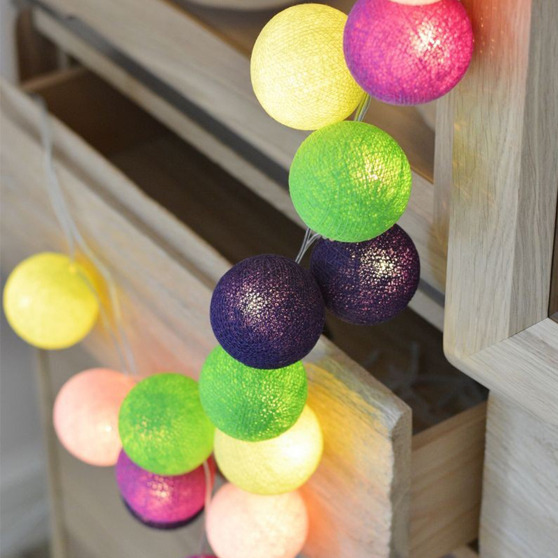 Led Thailand Cotton Ball Lighting Chain Bulb Small Colored Lights Flashing Light String Light Lighting Chain Lamp Bedroom Girl&#039;s Room Decorations Arrangement Lamp